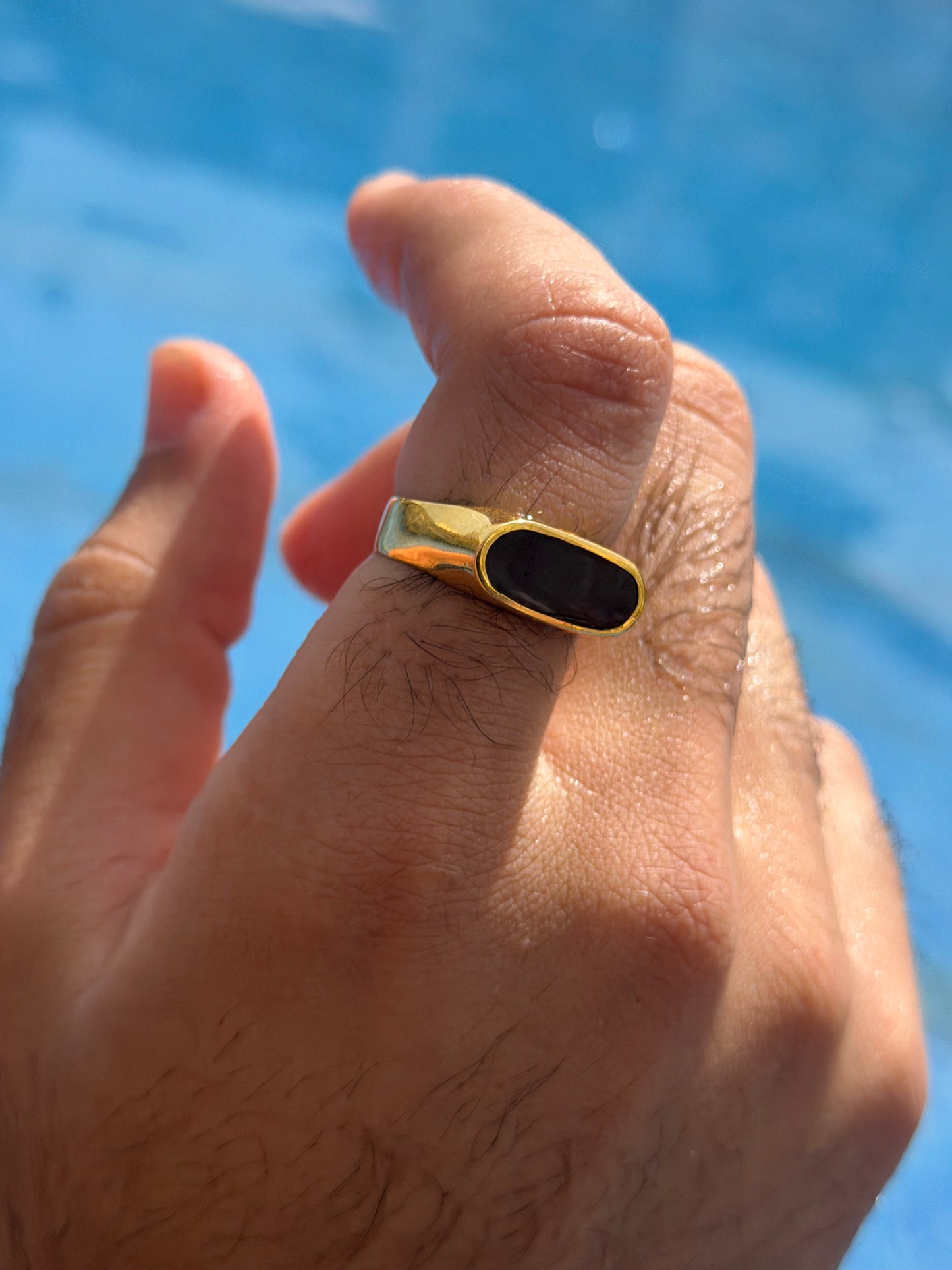 Brown Dome Signet Ring in Sterling Silver 925s-Gold Plated
