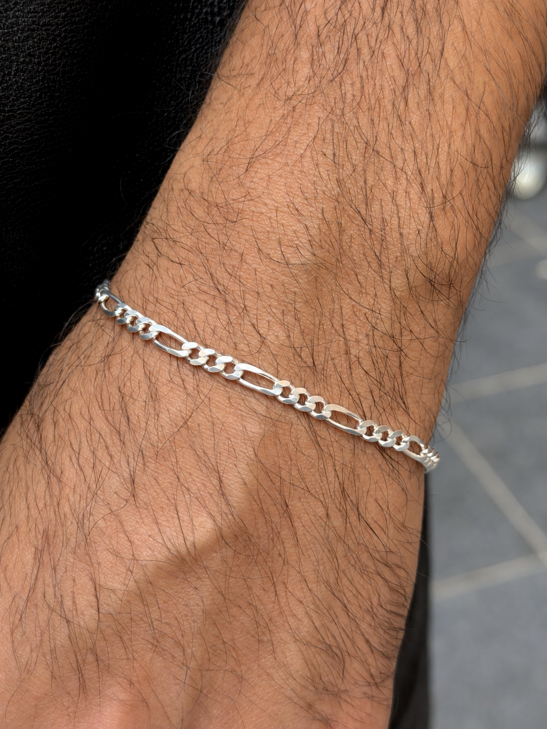 Figaro Bracelet for Men's Sterling Silver 925s -4mm-