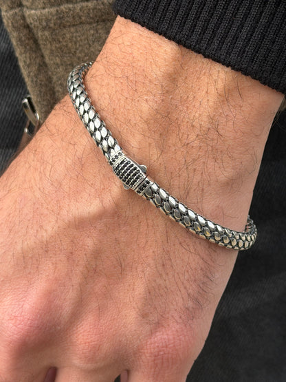 Skin Bracelet for Men's Sterling Silver 925s-21cm-6mm