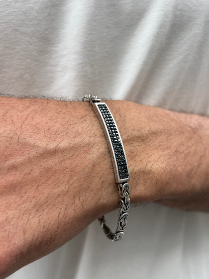 Black zirconia king bracelet S925 Sterling Silver for men