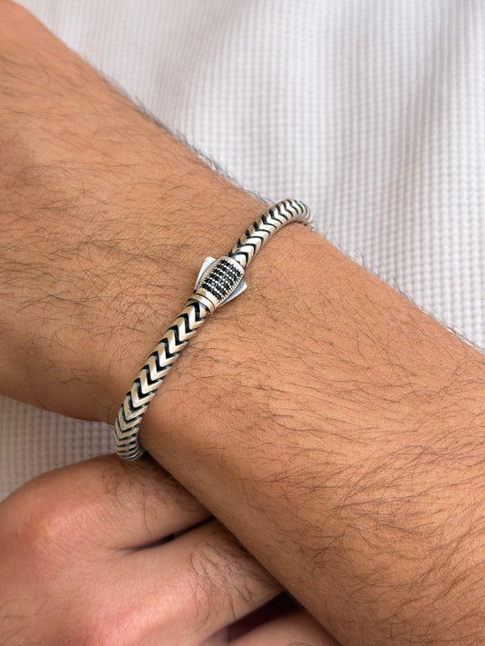 V-Arrow Bracelet for Men's Sterling Silver 925s 21cm-5mm