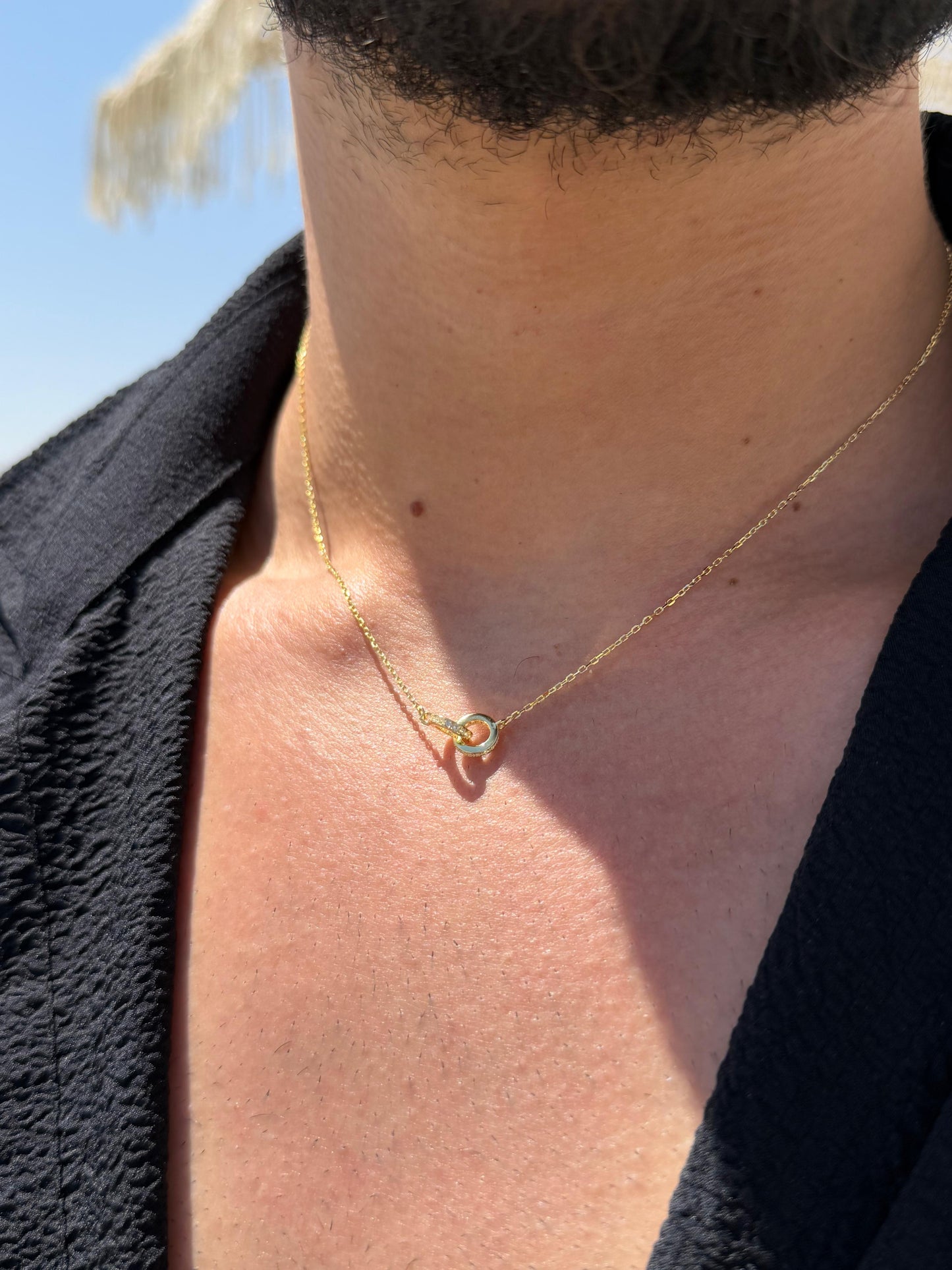 Interlocking Necklace in Sterling Silver 925s-Fine Gold Plated