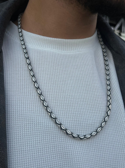 Heavy Chevron Chain for Men's Sterling Silver 925s-(60cm-5mm)