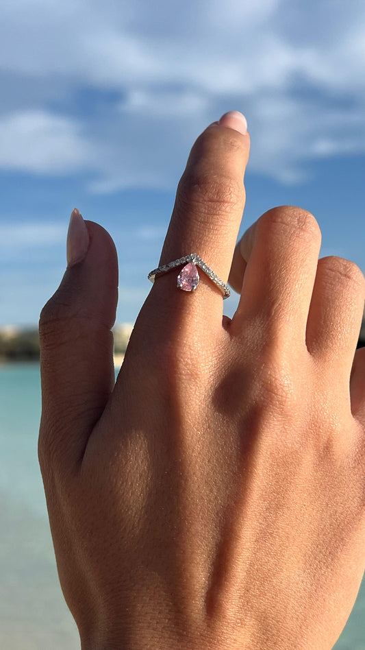 Pink pear cut in Sterling Silver -925