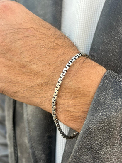 Cubic Linked Bracelet Sterling Silver 925s(21cm-5mm)