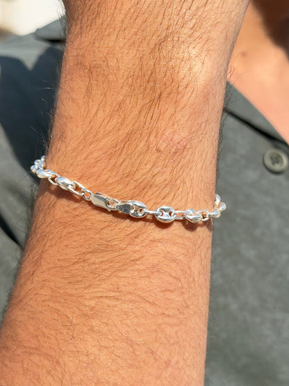 Pump Ain Horus Link Bracelet for Men's Sterling Silver 925s -6mm-