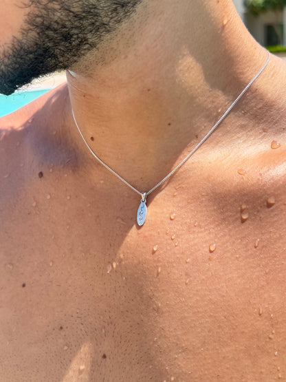 Wave Tag Necklace in Sterling Silver 925s