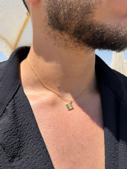 Color Bar Necklace in Sterling Silver 925s-Fine Gold Plated