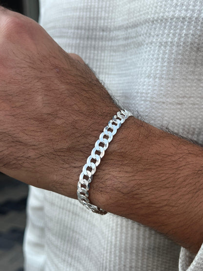 Cut Grommet bracelet-for Men's Sterling Silver 925s (18cm-8mm)