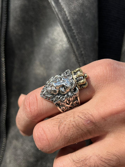 Crowned Lion King Ring-for Men's Sterling Silver 925s