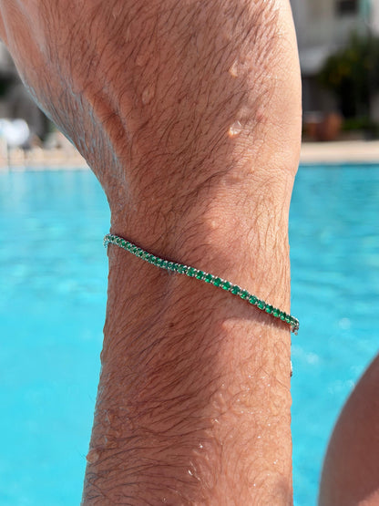 Green Tennis Bracelet Sterling Silver 925s