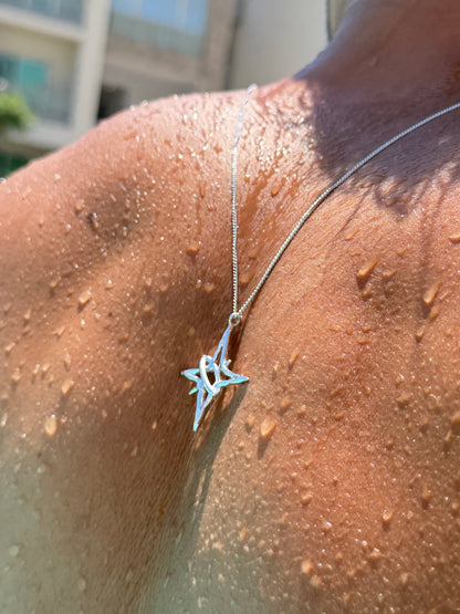Big Stellar star Necklace in Sterling Silver 925s