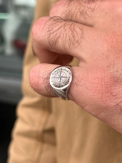 Compass Ring -for Men's Sterling Silver 925s