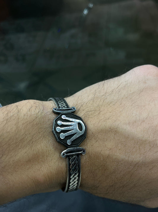 King crown Cuff S925 Sterling Silver for men