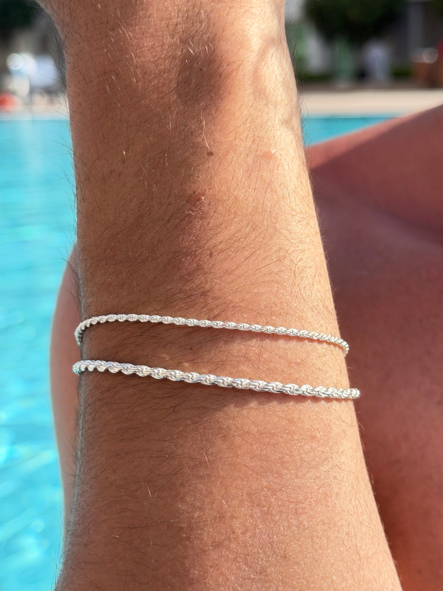 Rope Bracelet for Men's Sterling Silver 925s-21cm