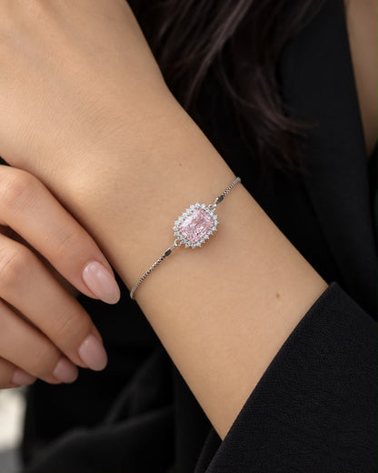 Square Zirconia Bracelet -in Sterling Silver -925