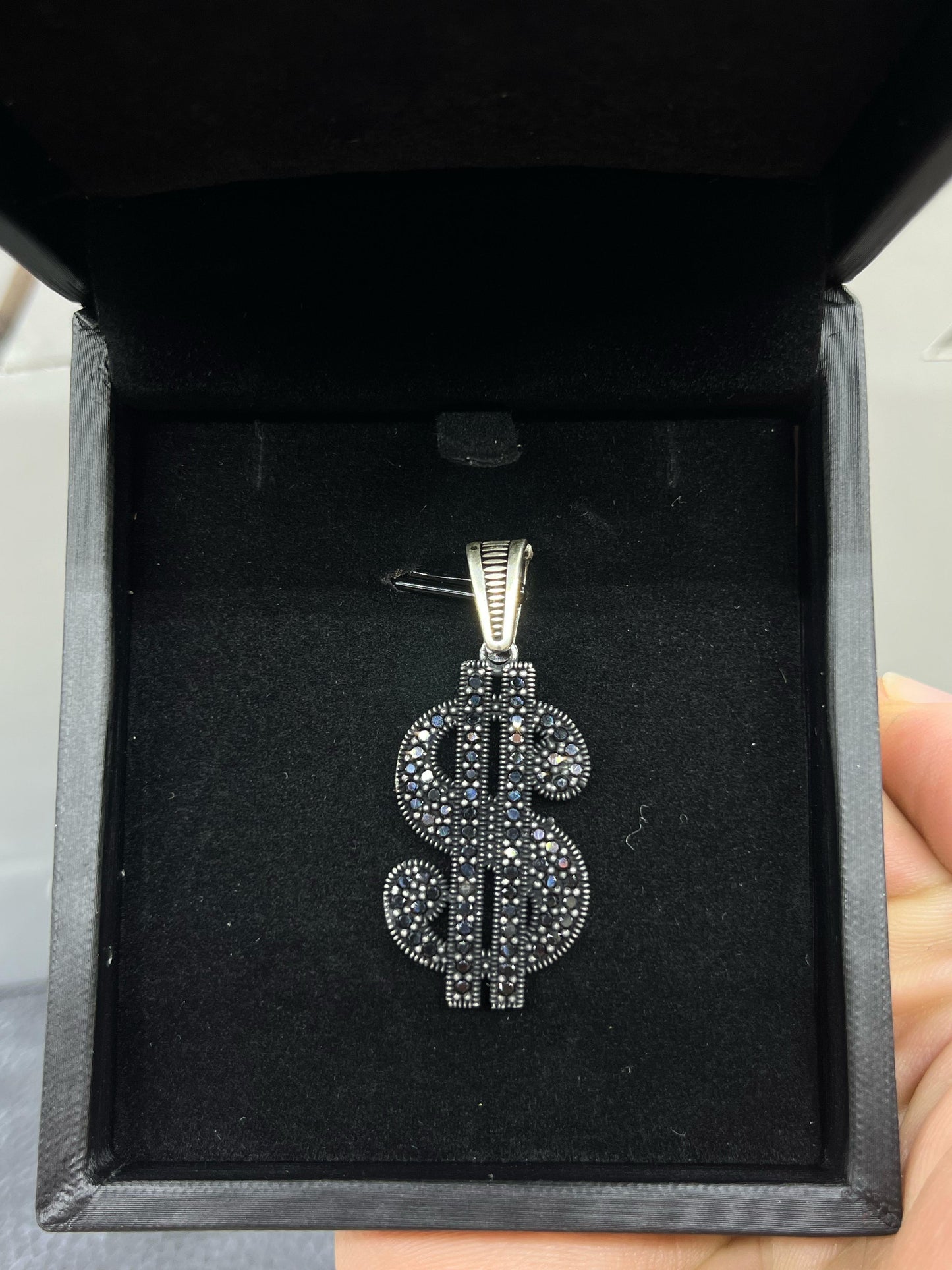 Dark Zirconia Money Pendant Men’s 925 Sterling Silver🤑
