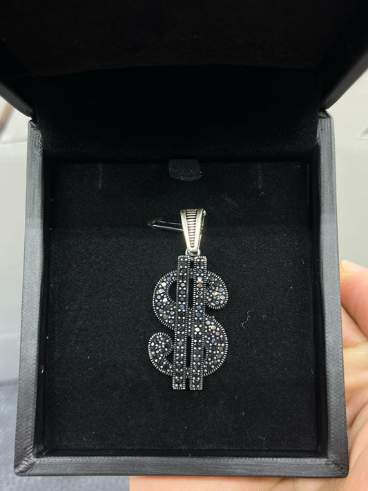 Dark Zirconia Money Pendant Men’s 925 Sterling Silver🤑