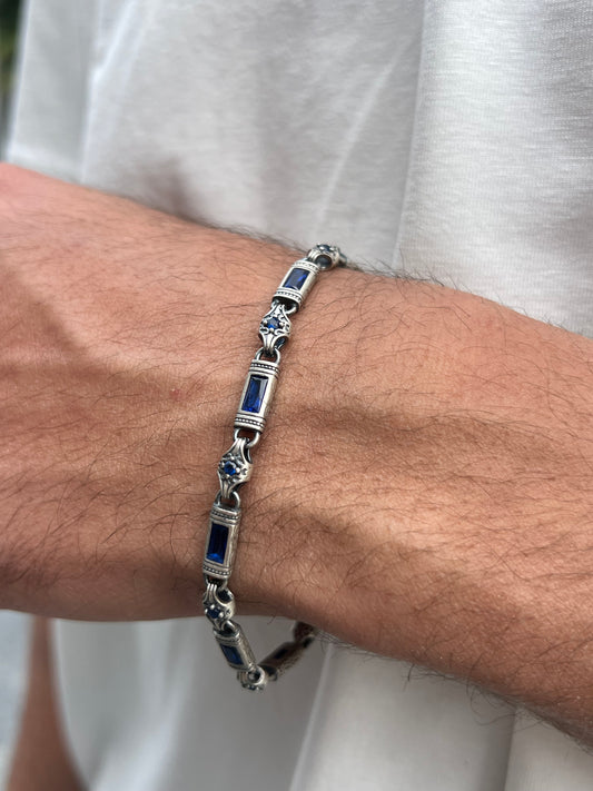 Blue Vein Bracelet for Men's Sterling Silver 925s-18cm