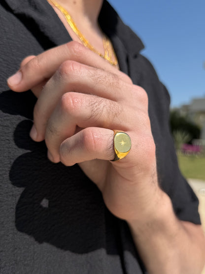 Star Drop Ring in Sterling Silver 925s-Fine Gold Plated