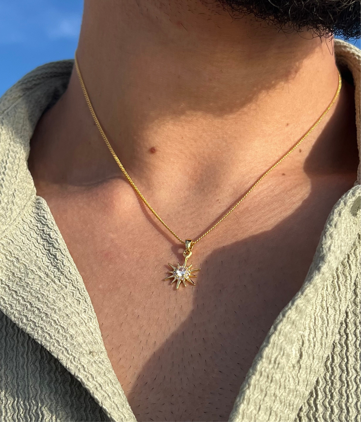 Gold plated Sun Necklace for Men's Sterling Silver 925s