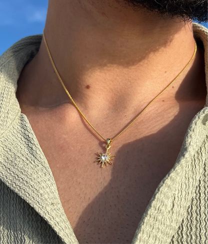 Gold plated Sun Necklace for Men's Sterling Silver 925s
