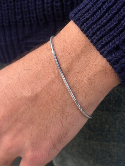 Rattail -S925 Sterling Silver Bracelet for men-(2mm)