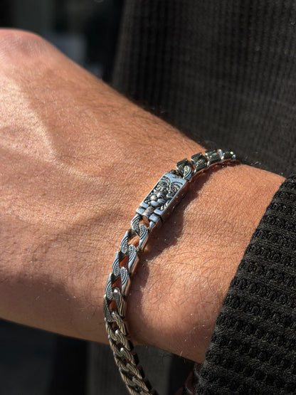 Knight’s Legacy Grommet-S925 Sterling Silver Bracelet (21cm-6.5mm)