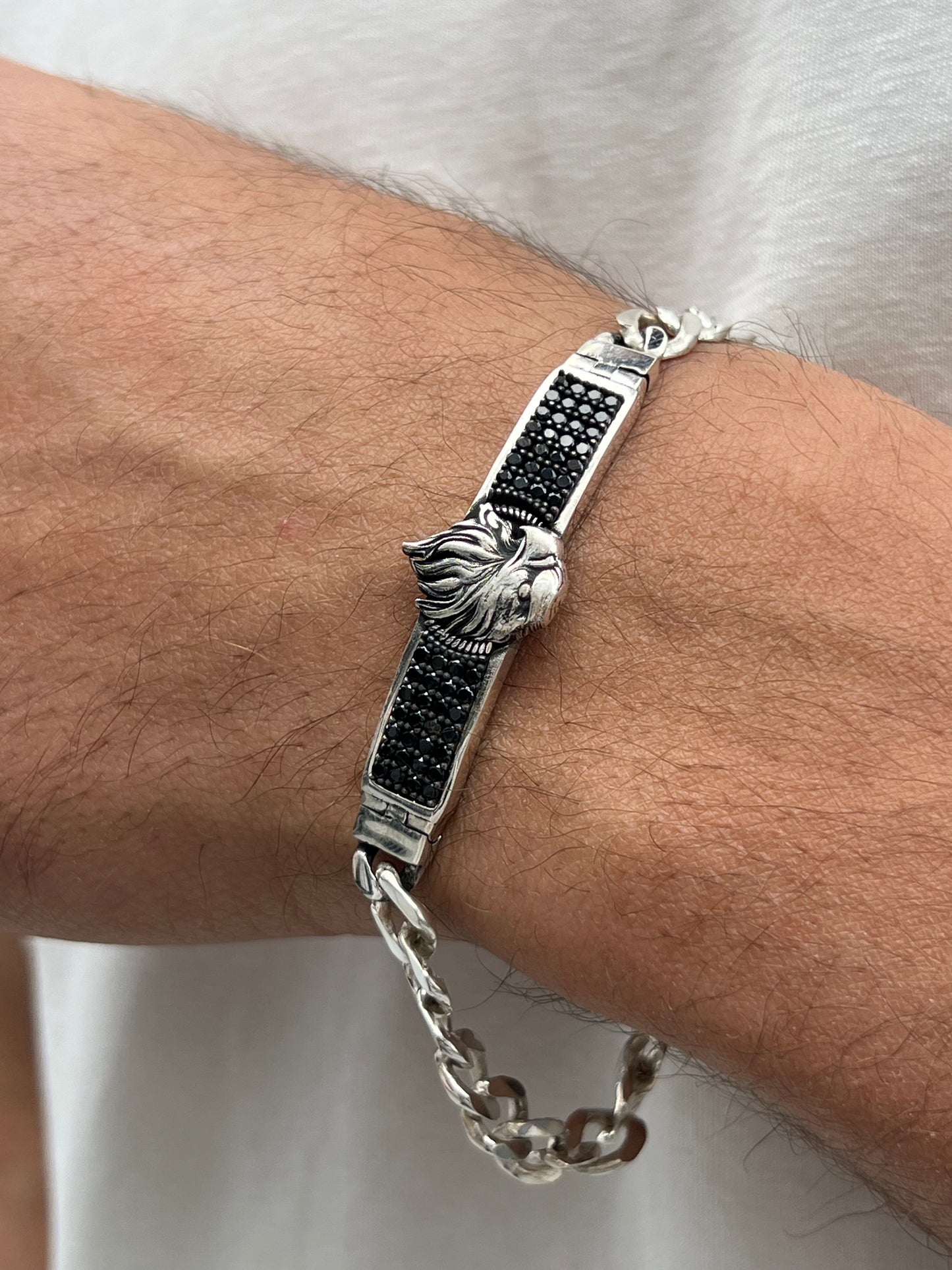 zirconia Eagle bracelet S925 Sterling Silver for men
