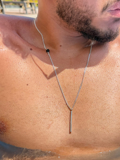 Bar Onyx Necklace in Sterling Silver 925s