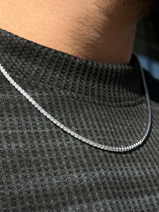 Clear Tennis Necklace in Italian sterling silver-s925-(50cm)