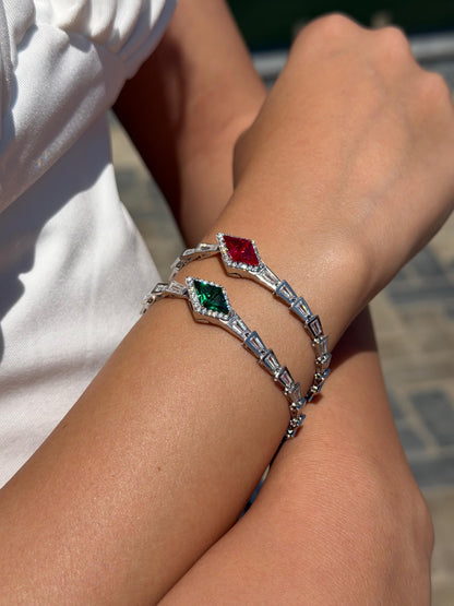 Fancy Snake Zirconia Bracelet -in Sterling Silver -925