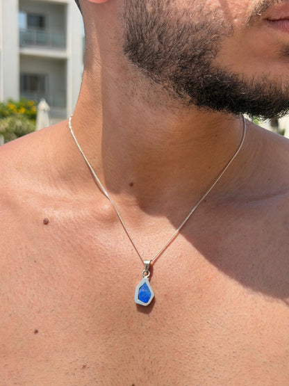 Lapis irregular Necklace in Sterling Silver 925s