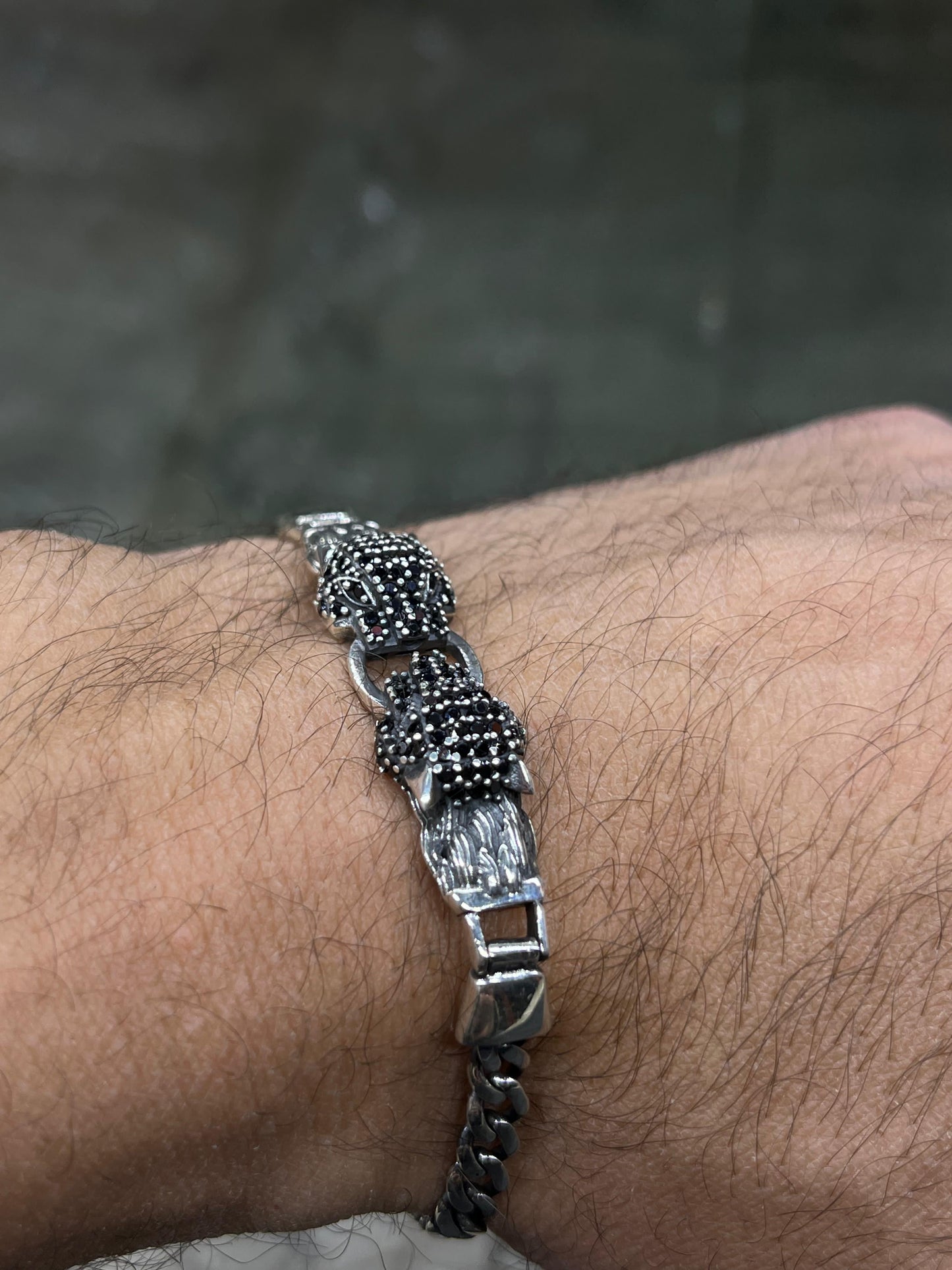 Zirconia Jaguar Link Bracelet Exclusive Bracelet S925 Sterling Silver for men