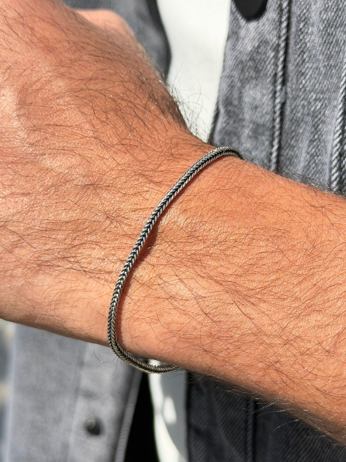 Rift V Flow  Bracelet for Men's Sterling Silver 925s -2mm-