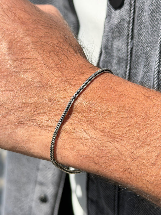 Rift V Flow  Bracelet for Men's Sterling Silver 925s -2mm-
