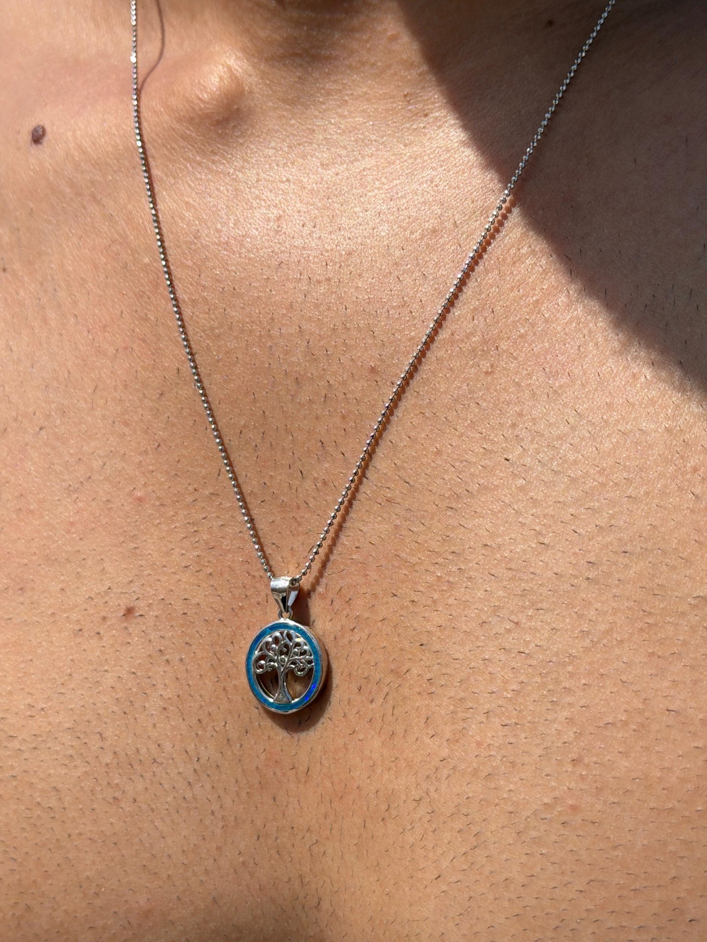 Life Tree Opal Necklace in Sterling Silver 925s