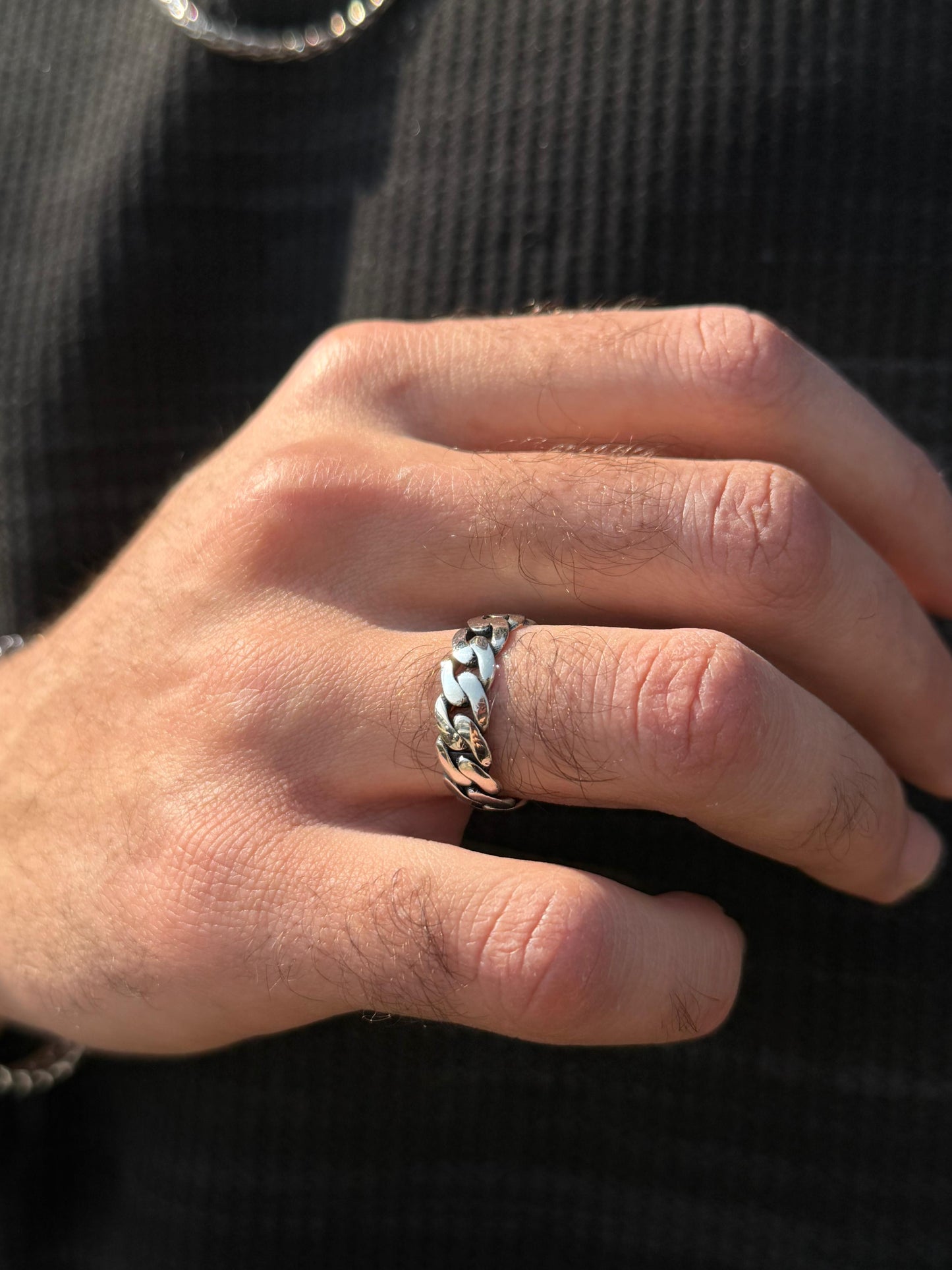 Grommet Band Ring -for Men's Sterling Silver 925s