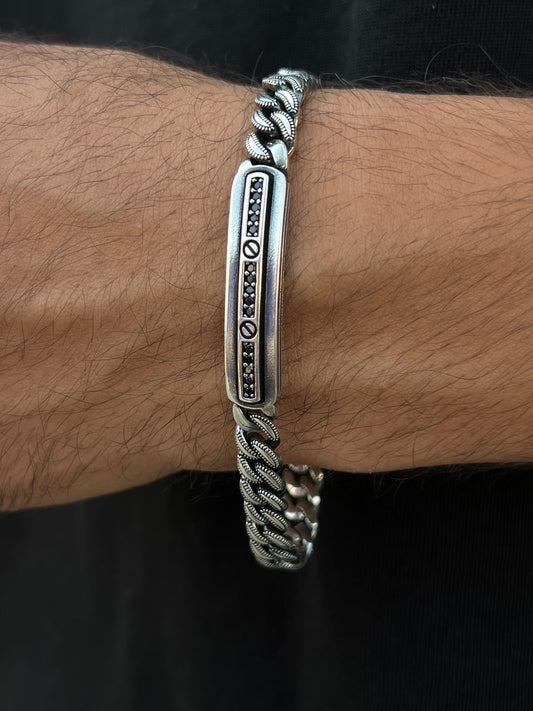Dark Code Turkish Bracelet for Men's Sterling Silver 925s-22cm