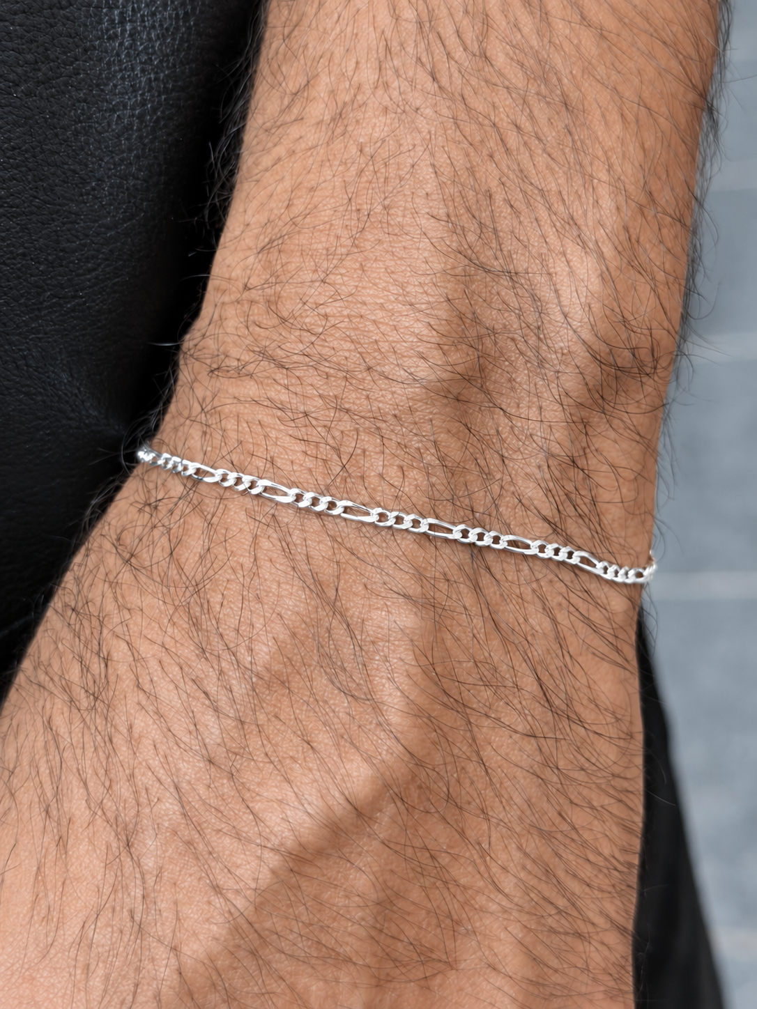 Thin Figaro Bracelet for Men's Sterling Silver 925s -2mm-