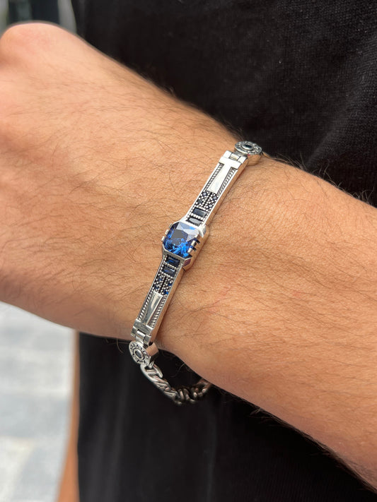 Hajar Azraq bracelet for men silver 925s