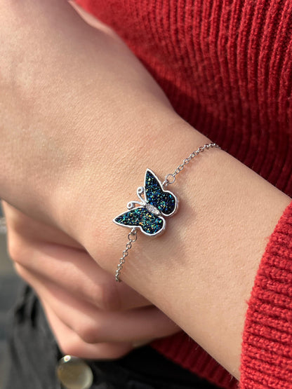 Blue Butterfly Bracelet -in Sterling Silver -925
