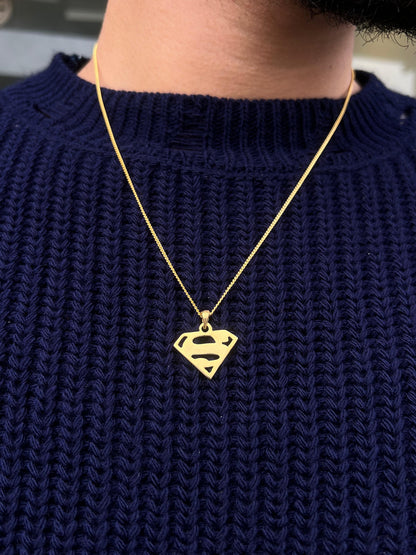 Gold Plated Super Man Necklace for Men's Sterling Silver 925s