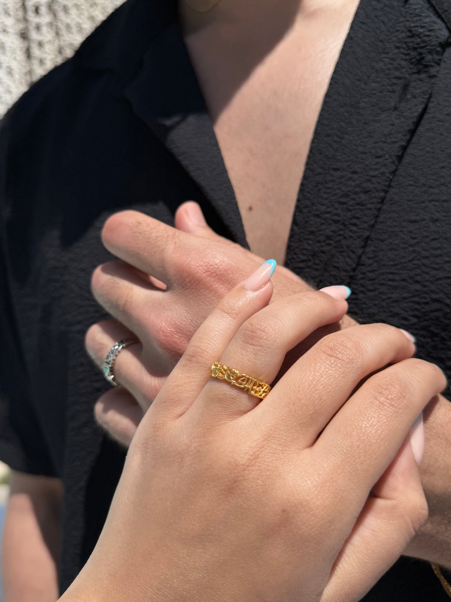 Slim Couple Band Ring - 925Silver- 5mm  (لقد جمعنا الحب فمن يفرقنا)