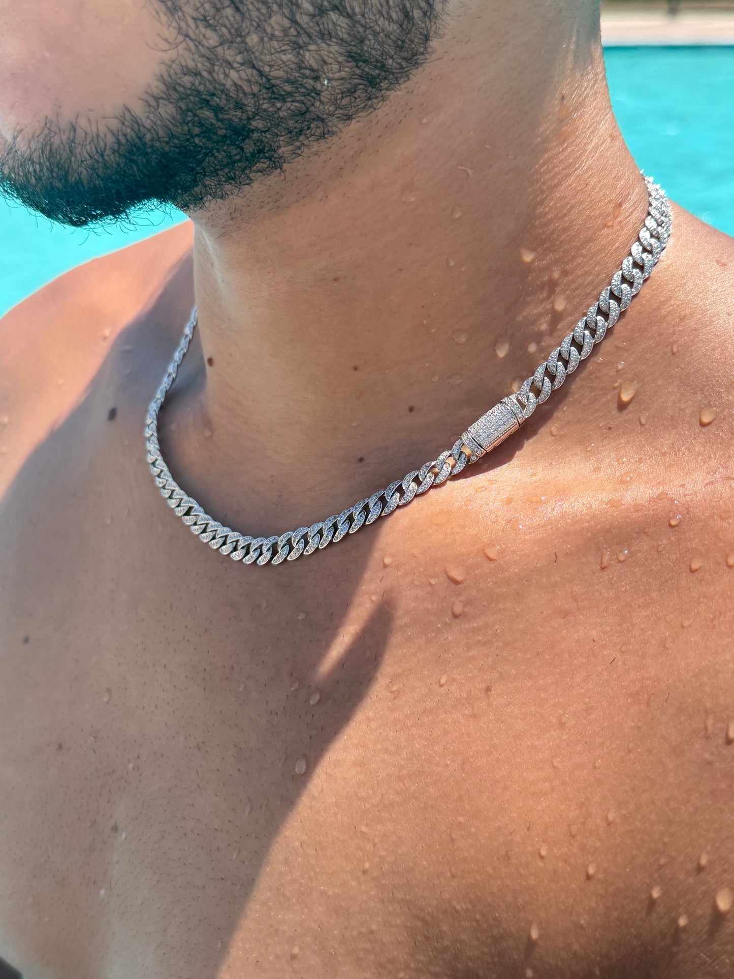 Icey Grommet Chain for Men's Sterling Silver 925s-(7.5mm-50cm)