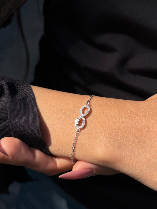 Zirconia infinity Bracelet -in Sterling Silver -925