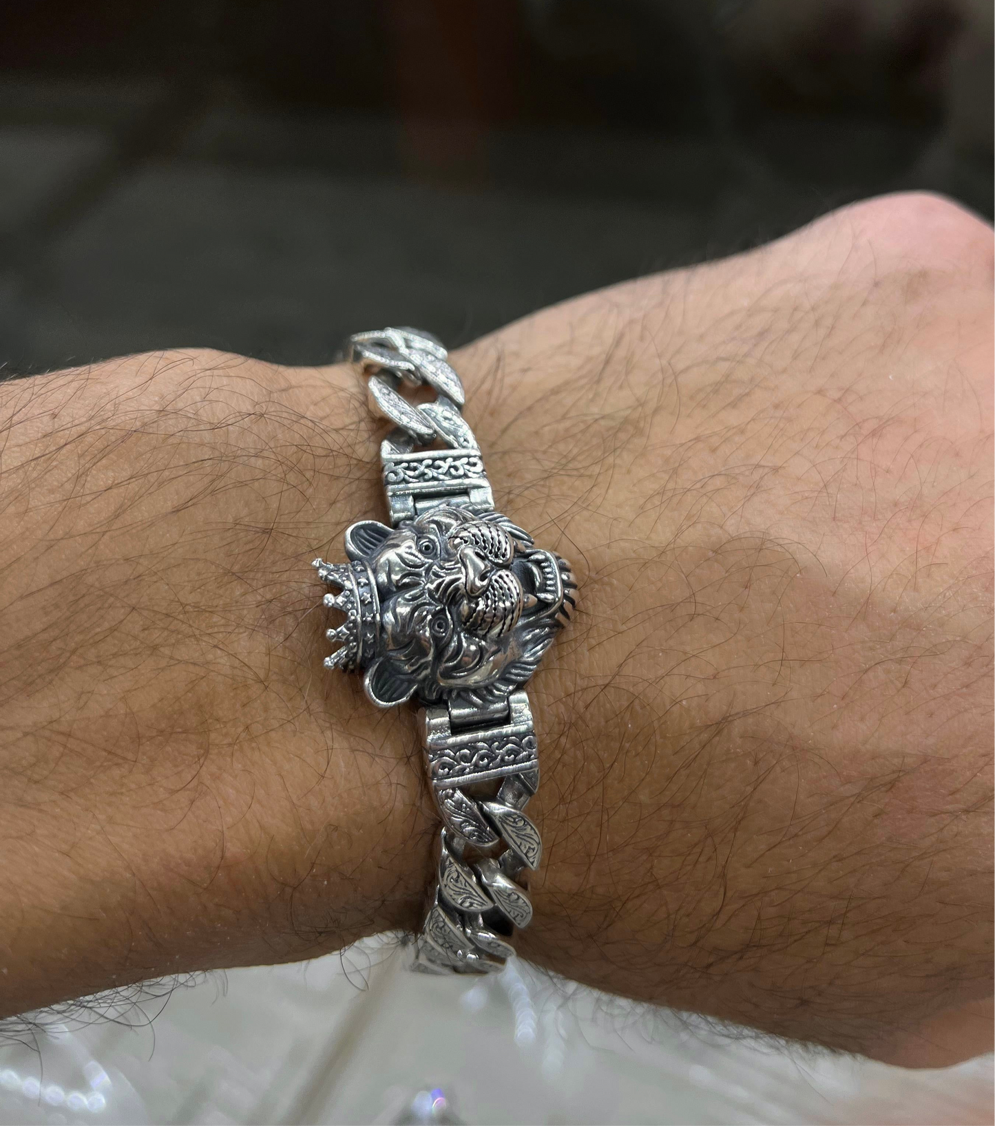 Alpha King Tiger head bracelet for men 925s
