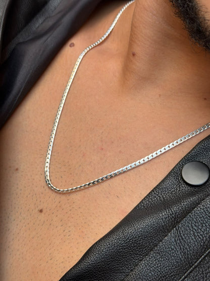 Blocked Grommet Necklaces for Men's Sterling Silver 925s -3.5mm-