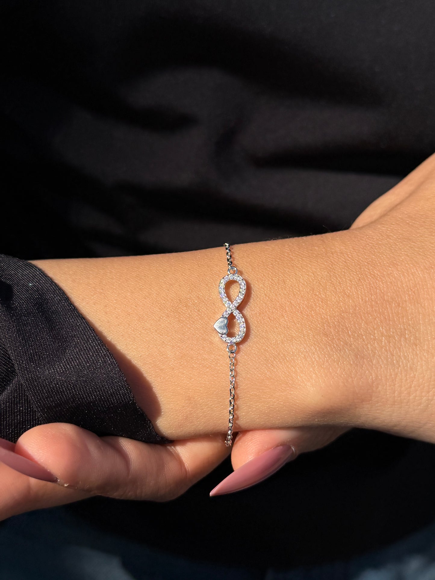 Zirconia infinity Bracelet -in Sterling Silver -925