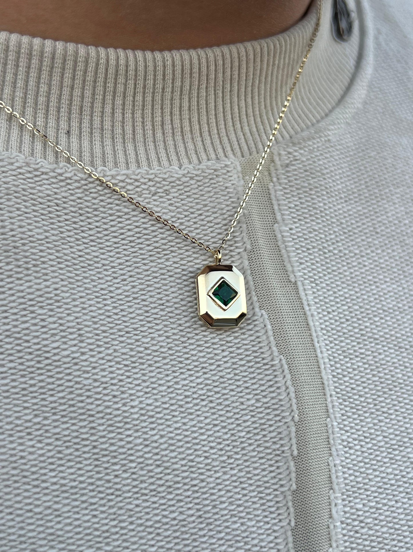 Fine Gold Plated Green NOAH Necklace for Men's Sterling Silver 925s